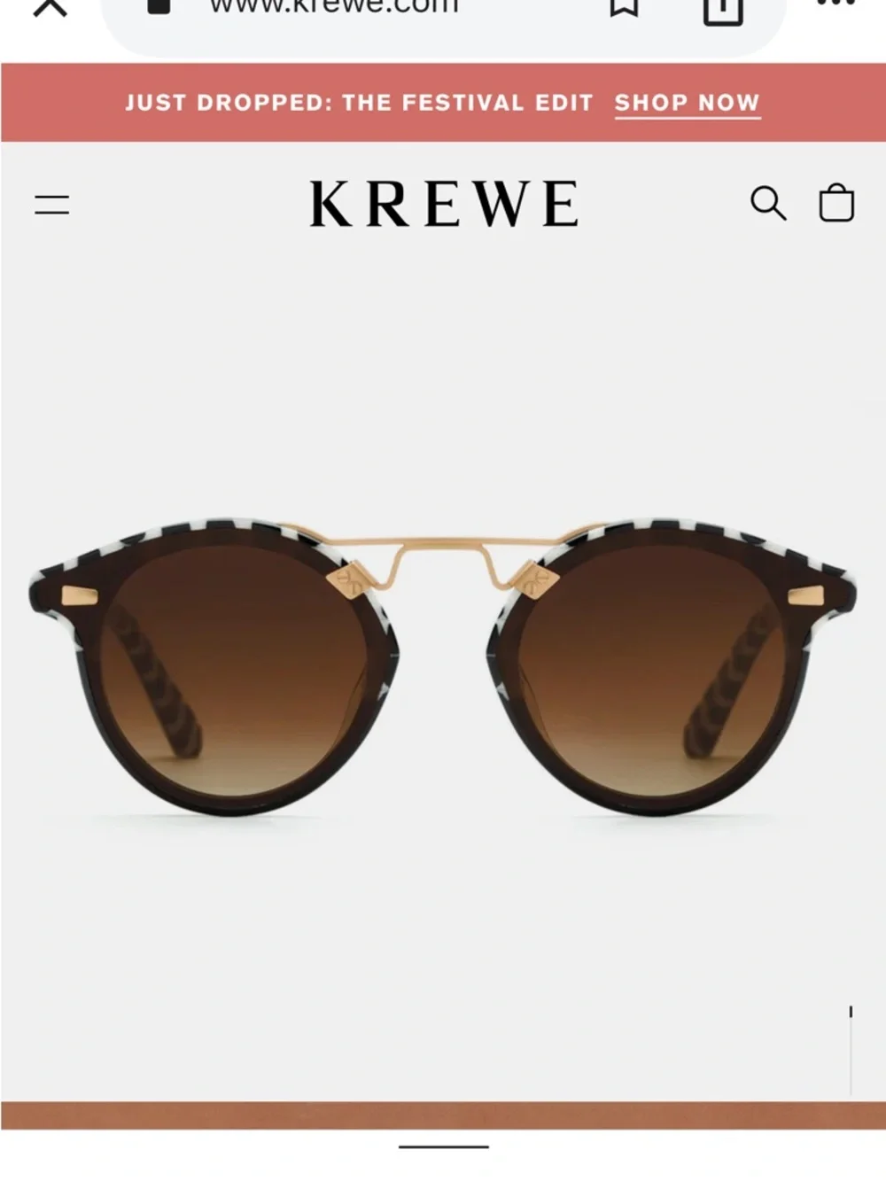 KREWE STL 18k St. Louis Mirrored Harlequin to Black Round Sunglasses